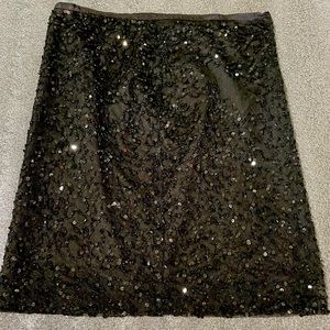 Short Black Straight Skirt with Sequins